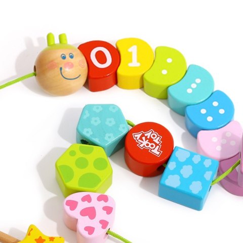 TOOKY TOY Drewniane Klocki do Nawlekania Gąsienica Nauka Liczenia 20 el. Lumarko!