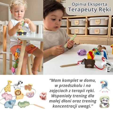 TOOKY TOY Drewniane Klocki do Nawlekania Gąsienica Nauka Liczenia 20 el. Lumarko!