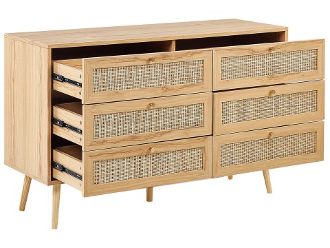 Komoda 6 szuflad PEROTE Rattan Jasnobrązowy