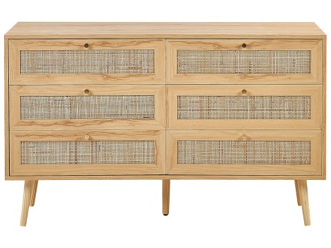 Komoda 6 szuflad PEROTE Rattan Jasnobrązowy