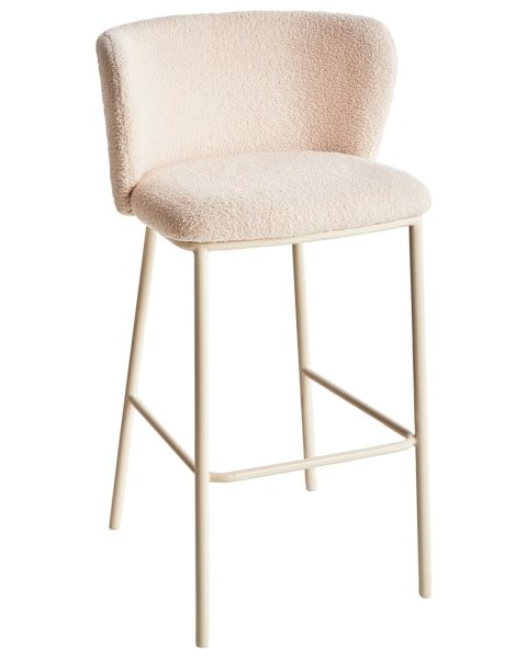 Zestaw 2 krzeseł barowych MINA II Boucle Jasnobeżowy