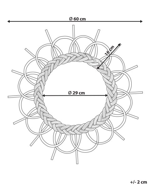 Lustro ścienne TELAKIA 60 cm 60 cm Rattan Czarny
