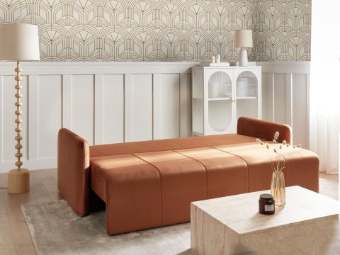 Sofa rozkładana dla 3 osób EGGE Welur Złoty brąz