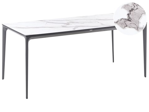 Stół ogrodowy SOVARETO 180 cm 90 cm Efekt marmuru Biały marmur
