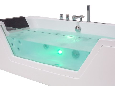 Wanna narożna z hydromasażem LED SAMANA 174 x 79 cm Biały