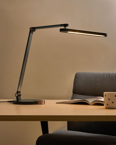 Lampa biurkowa LED CAROY Z ładowarką indukcyjną Czarny