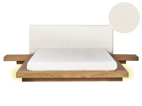 Łóżko LED Boucle ZEN 160 x 200 cm LED Jesion naturalny