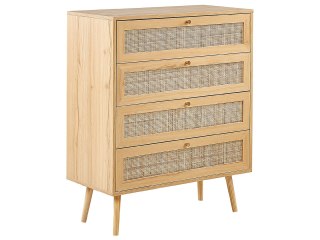 Komoda 4 szuflady PEROTE Rattan Jasnobrązowy