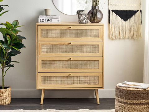 Komoda 4 szuflady PEROTE Rattan Jasnobrązowy