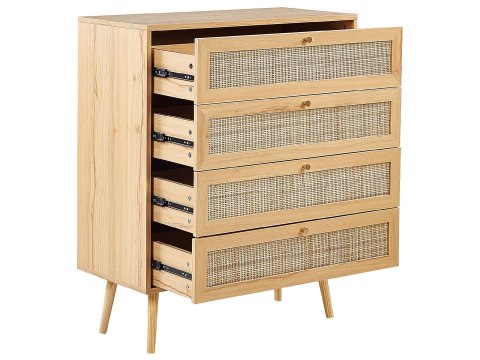 Komoda 4 szuflady PEROTE Rattan Jasnobrązowy