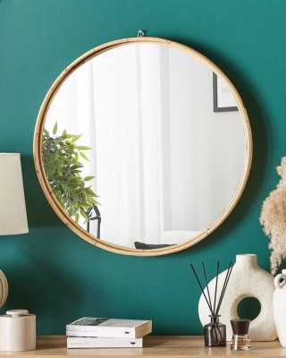 Lustro ścienne BARUNG 60 cm 60 cm Rattan Naturalny Beżowy