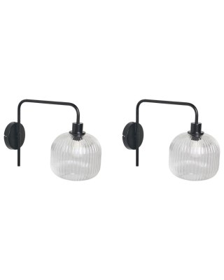 Zestaw 2 lamp ściennych COMAPALA Metal Czarny