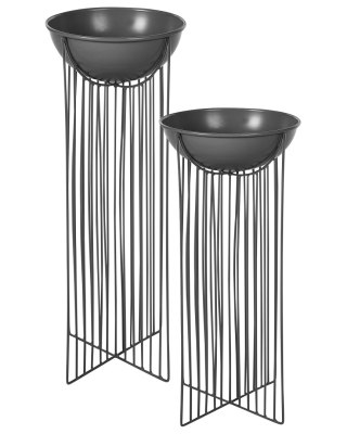 Zestaw 2 doniczek na nóżkach FICARIA Metal 22 cm Czarny