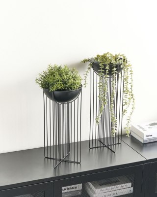 Zestaw 2 doniczek na nóżkach FICARIA Metal 22 cm Czarny