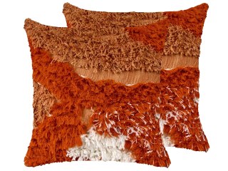 Zestaw 2 poduszek dekoracyjnych SAGENIA Bawełna 45 x 45 cm Pomarańczowy Wzór abstrakcyjny