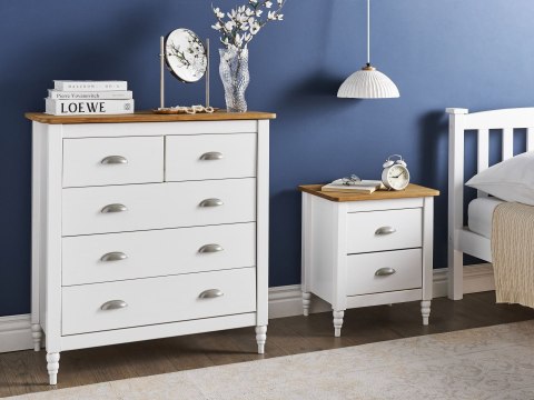 Komoda 5 szuflad SHILLINGTON Drewno sosnowe Biały