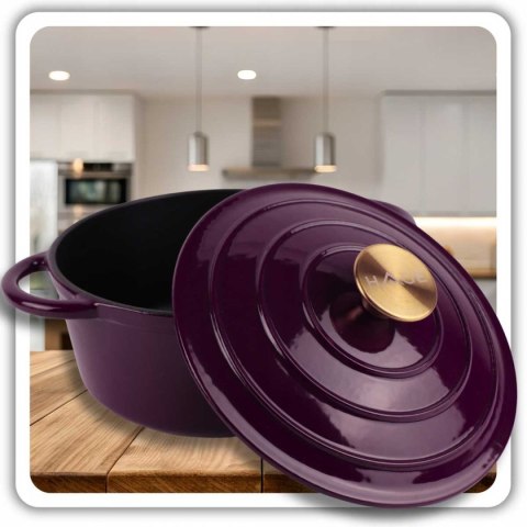 Emaliowany Garnek Żeliwny 24cm 4l Hage Eggplant