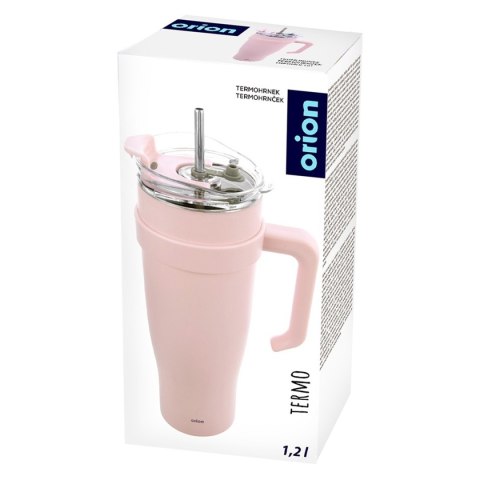 Stalowy Kubek Termiczny Termos 1200ml Z Rączką I Słomką Orion 112283 Różowy