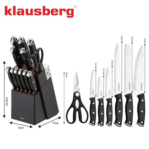 Zestaw Noży Kuchennych I Do Steków W Bloku Klausberg Kb-7985