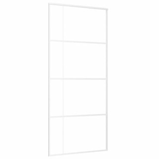 Drzwi przesuwne, szkło ESG i aluminium, 90x205 cm, białe Lumarko!