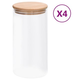 Szklane słoje z bambusową pokrywką, 4 szt., 1200 ml Lumarko!
