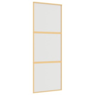 VidaXL Drzwi przesuwne, złote, 76x205 cm, mrożone szkło ESG, aluminium