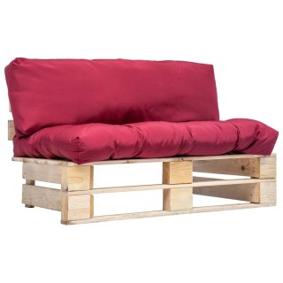 Ogrodowa sofa z palet, z czerwonymi poduszkami, sosna Lumarko!
