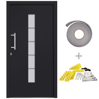 Drzwi zewnętrzne, aluminium i PVC, antracytowe, 110x210 cm Lumarko!