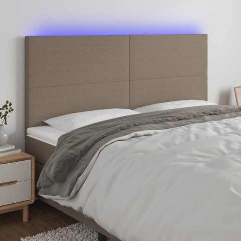 Zagłówek do łóżka z LED, taupe, 200x5x118/128 cm, tkanina Lumarko!