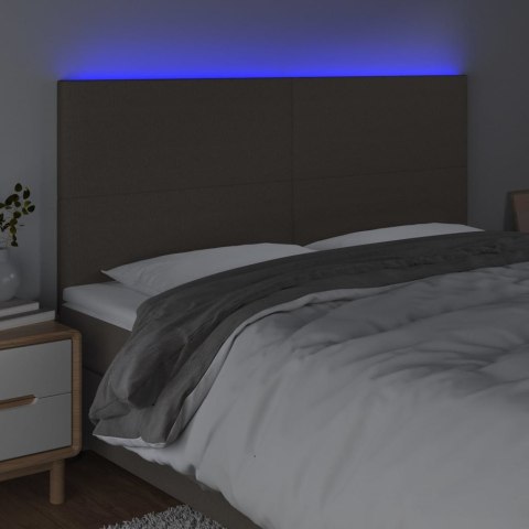 Zagłówek do łóżka z LED, taupe, 200x5x118/128 cm, tkanina Lumarko!
