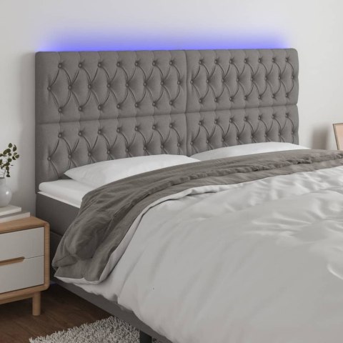 Zagłówek do łóżka z LED, ciemnoszary, 200x7x118/128 cm, tkanina Lumarko!