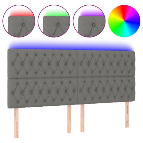 Zagłówek do łóżka z LED, ciemnoszary, 200x7x118/128 cm, tkanina Lumarko!