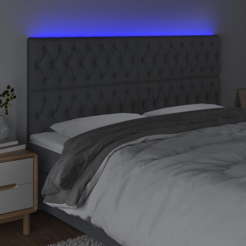Zagłówek do łóżka z LED, ciemnoszary, 200x7x118/128 cm, tkanina Lumarko!