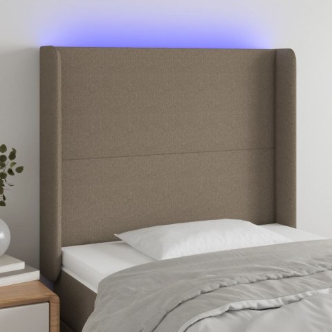 Zagłówek do łóżka z LED, taupe, 93x16x118/128 cm, tkanina Lumarko!