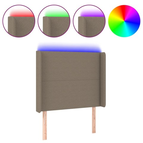 Zagłówek do łóżka z LED, taupe, 93x16x118/128 cm, tkanina Lumarko!