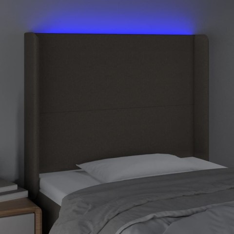 Zagłówek do łóżka z LED, taupe, 93x16x118/128 cm, tkanina Lumarko!