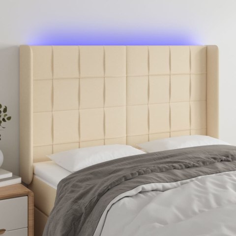 Zagłówek do łóżka z LED, kremowy, 147x16x118/128 cm, tkanina Lumarko!