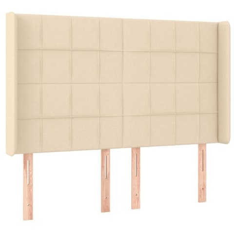 Zagłówek do łóżka z LED, kremowy, 147x16x118/128 cm, tkanina Lumarko!