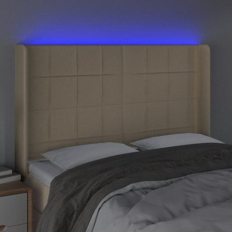 Zagłówek do łóżka z LED, kremowy, 147x16x118/128 cm, tkanina Lumarko!