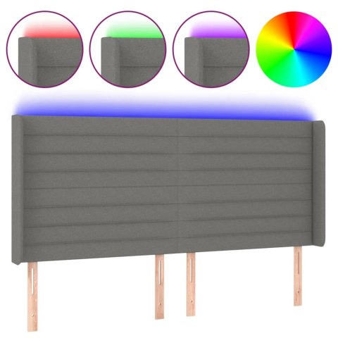 Zagłówek do łóżka z LED, ciemnoszary, 163x16x118/128cm, tkanina Lumarko!