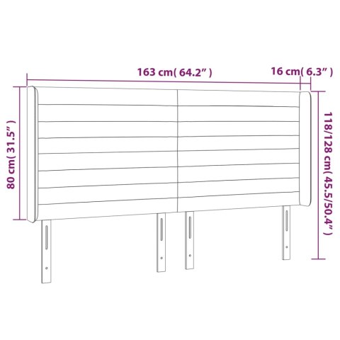 Zagłówek do łóżka z LED, ciemnoszary, 163x16x118/128cm, tkanina Lumarko!
