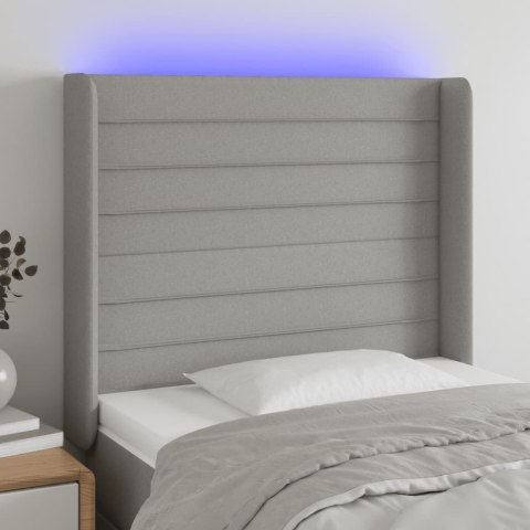 Zagłówek do łóżka z LED, jasnoszary, 93x16x118/128 cm, tkanina Lumarko!