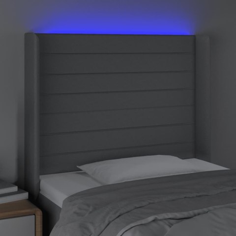 Zagłówek do łóżka z LED, jasnoszary, 93x16x118/128 cm, tkanina Lumarko!