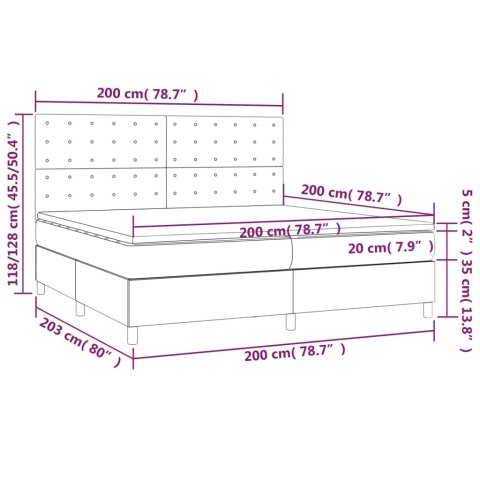 Łóżko kontynentalne z materacem i LED czarna ekoskóra 200x200cm Lumarko!