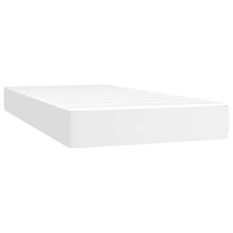 Łóżko kontynentalne z materacem i LED, biała ekoskóra 200x200cm Lumarko!