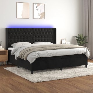 Łóżko kontynentalne z materacem i LED, czarny aksamit 200x200cm Lumarko!