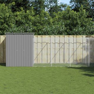 Buda dla psa, z wybiegiem, jasnoszara, 165x863x181 cm, stal Lumarko!