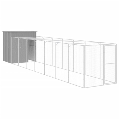 Buda dla psa, z wybiegiem, jasnoszara, 165x863x181 cm, stal Lumarko!
