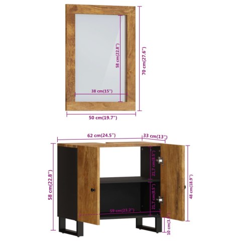 2-cz. zestaw mebli łazienkowych, lite drewno mango Lumarko!