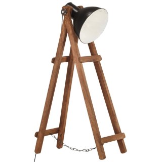 Lampa podłogowa, czarna, E27, lite drewno mango Lumarko!